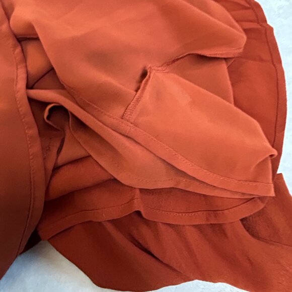 Anthropologie Maeve Womens Noronha Wrap Midi Dress XL Orange Cap Sleeve Belted - Picture 11 of 11